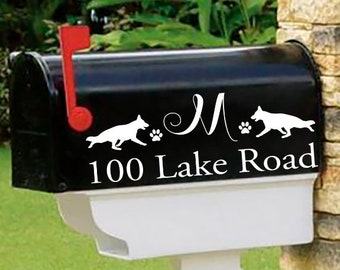 German Shepherd, Personalized set of 2 matching mailbox decals!  MAI-00023