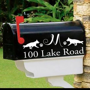 German Shepherd, Personalized set of 2 matching mailbox decals!  MAI-00023