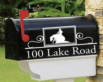 REINING HORSE - Personalized set of 2 matching mailbox decals!  MAI-00021