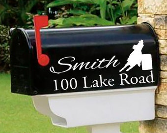 BARREL RACER - Personalized set of 2 matching mailbox decals!  MAI-00041