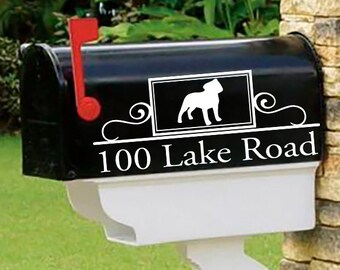 Staffy Bull, Staffordshire Bull Terrier Personalized set of 2 matching mailbox decals!  MAI-00033