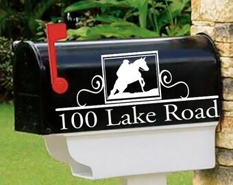 ENDURANCE RACING HORSE - Personalized set of 2 matching mailbox decals!  mai-034