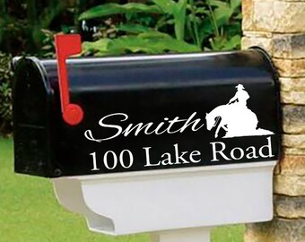 REINING HORSE - Personalized set of 2 matching mailbox decals!  MAI-00029