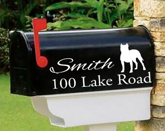 Pit Bull, Amstaff, Personalized set of 2 matching mailbox decals!   MAI-28