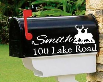 Deer Outdoor Life address - Personalized set of 2 matching mailbox decals!  MAI-00037