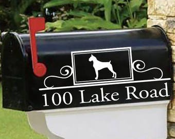 Boxer Personalized set of 2 matching mailbox decals!  MAI-00013