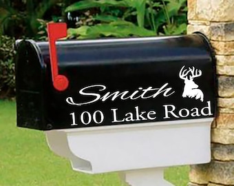 Buck deer, Personalized set of 2 matching mailbox decals!  For the outdoor lover MAI-00030