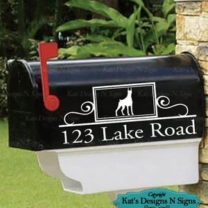 Doberman, Personalized set of 2 matching mailbox decals!  MAI-00010