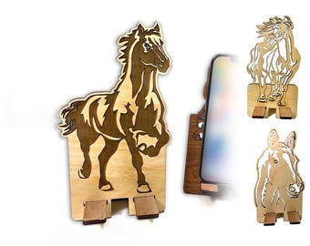 Horse Choice of Style Laser Cut Cell Phone Stand, Personalized Charging Station