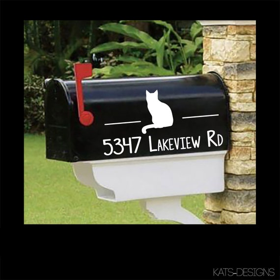 Cute CAT Mailbox Decal - Personalized set of 2 matching mailbox decals!  MAI-00070