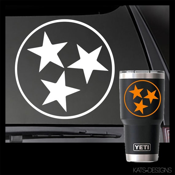 Tennessee State Tri Star Vinyl Decal - Car/Truck/Window Sticker TN-00016