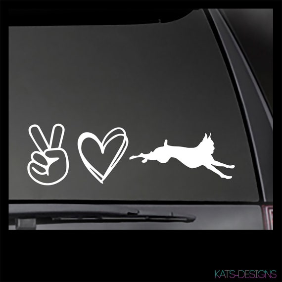 Peace Love Boxer Decal **OTHER BREEDS AVAILABLE** Boxer car decal