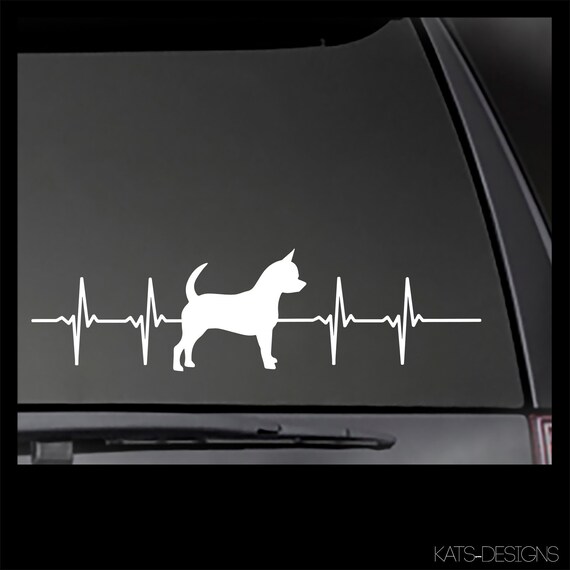 Chihuahua Heartbeat Decal,  Car, Truck, Window, will stick to most clean, smooth surfaces!  HB-10
