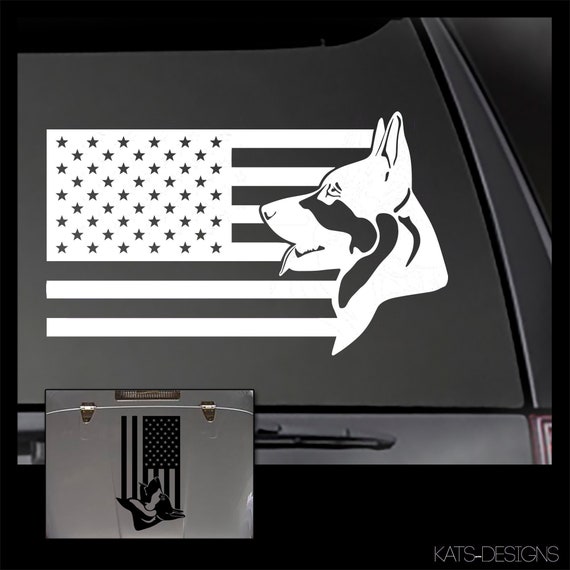 German Shepherd Flag Vinyl Decal - Hood, Car, Truck Window Sticker GSD-020