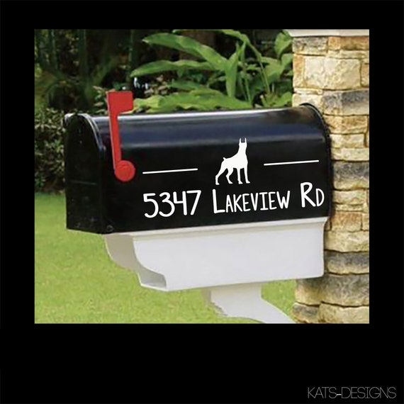 Doberman, Personalized set of 2 matching mailbox decals!  Doberman mailbox decal, doberman decor -058