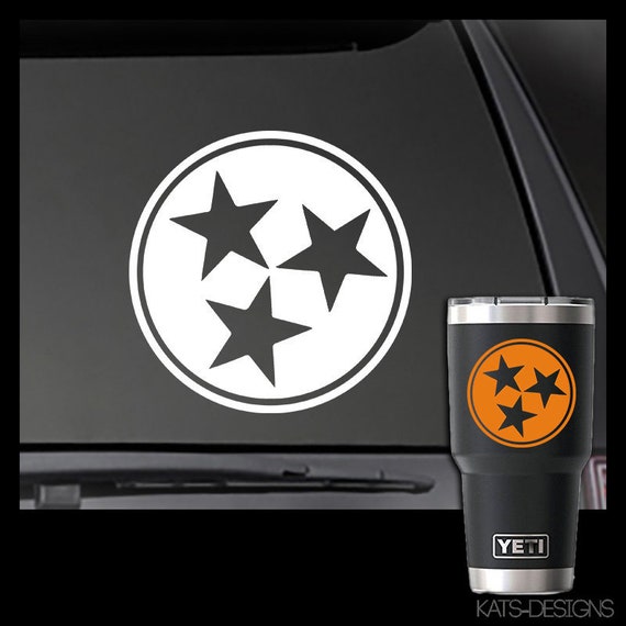 Tennessee State Tri Star Vinyl Decal - Car/Truck/Window Sticker TN-00002