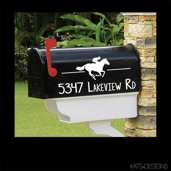 Race Horse Galloping Horse Thoroughbred Quarterhorse Mailbox Decals - Personalized set of 2 matching mailbox decals!  MAI-00066