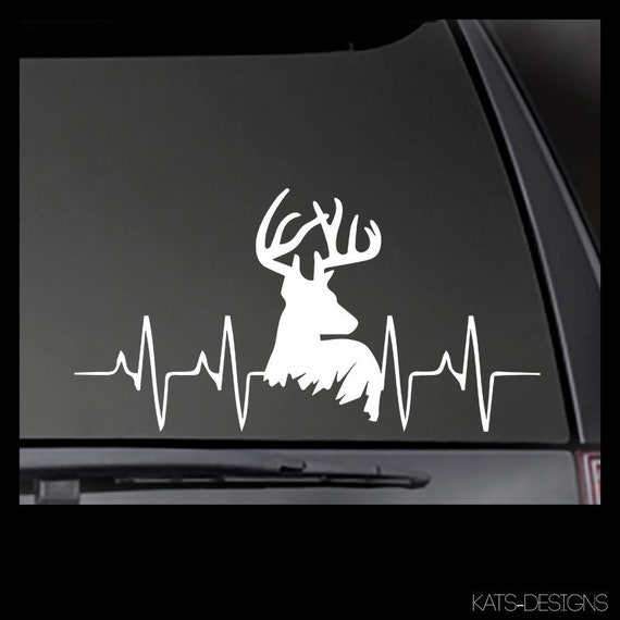 HUNTING deer hunter Heartbeat vinyl decal for windows, tumblers, coolers, laptop, accessories. Deer Decal