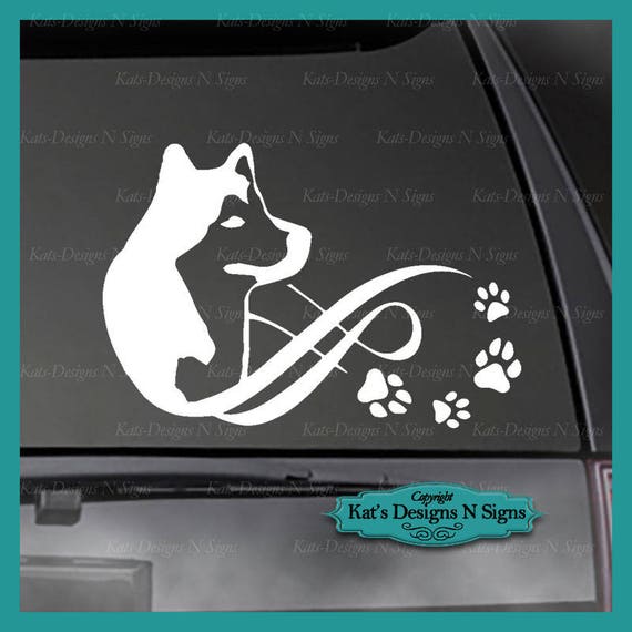 Malamute - Husky Infinity Decal!  Car, Truck, Window, will stick to most clean, smooth surfaces!  Approximate Size 8" x 5.5"