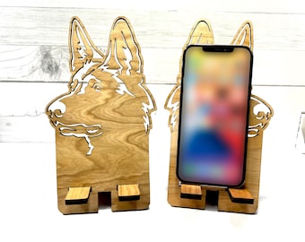 German Shepherd Choice of breed Laser Cut Dog Cell Phone Stand, Personalized Station