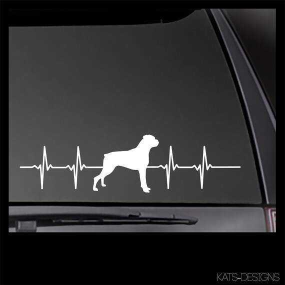 Boxer Heartbeat Decal, Car, Truck, Window, will stick to most clean, smooth surfaces!  HB-05