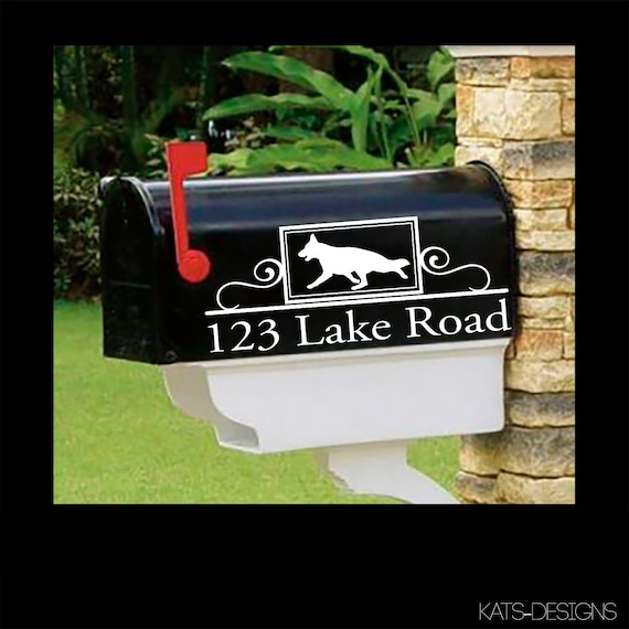 German Shepherd, Personalized set of 2 matching mailbox decals!  Multiple sizes and Colors