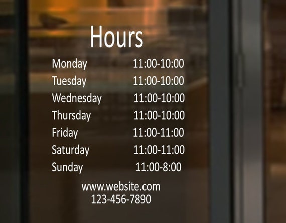 Store Business Hours Sign - Vinyl Decal - Store Sign - Store hours - Business Sign - Vinyl Sign