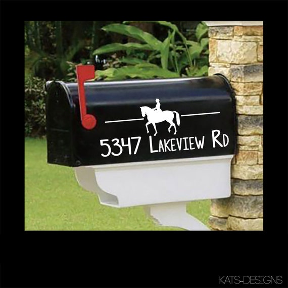 Dressage Horse and Rider, Personalized set of 2 matching mailbox decals!  For the dressage lover MAI-00062