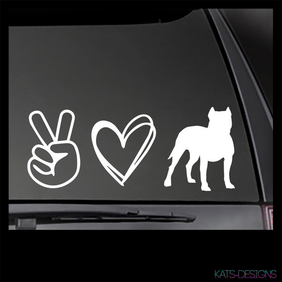 Peace Love Pit Bull Decal **OTHER BREEDS AVAILABLE** Pit Bull car decal, Pit Bull sticker, Amstaff