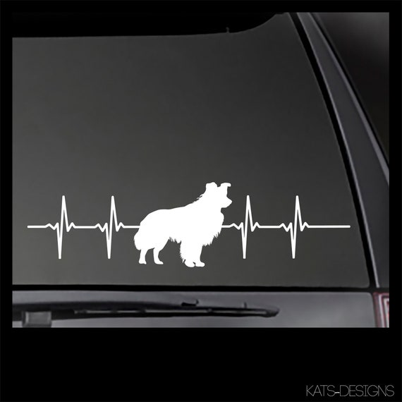 Border Collie Heartbeat Decal, Car, Truck, Window, will stick to most clean, smooth surfaces!  HB-03