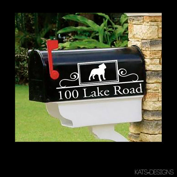 Staffy Bull, Staffordshire Bull Terrier Personalized set of 2 matching mailbox decals!  MAI-00033