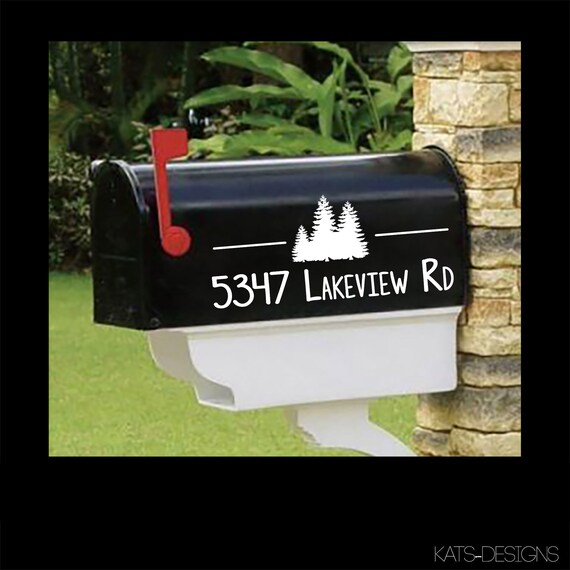 Cute Pine Tree Mailbox Decals, Personalized set of 2 matching mailbox decals!  MAI-00057