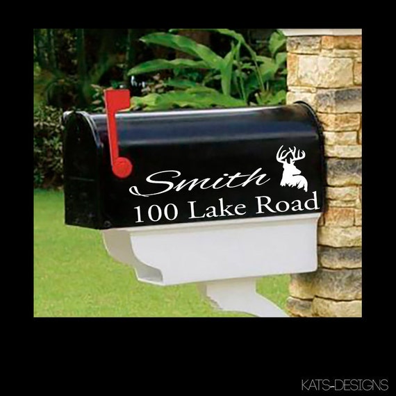 Buck deer, Personalized set of 2 matching mailbox decals!  For the outdoor lover MAI-00030