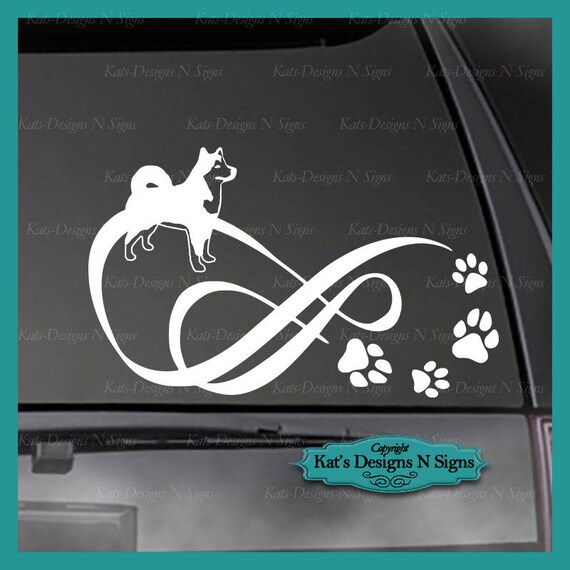 Malamute - Husky Infinity Decal!  Car, Truck, Window, will stick to most clean, smooth surfaces!  Approximate Size 8" x 5"