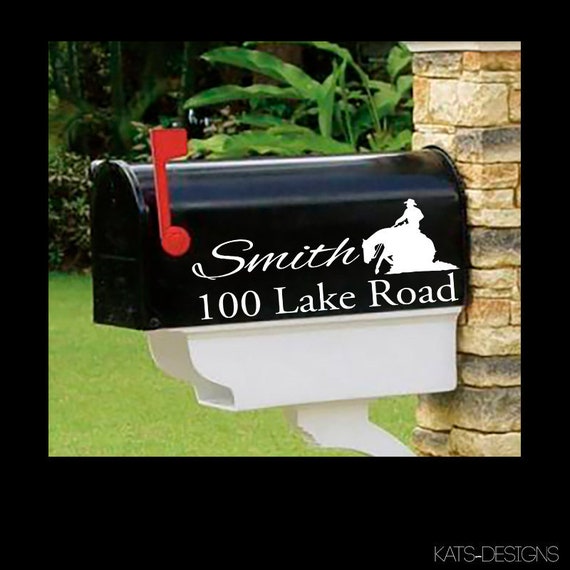 REINING HORSE - Personalized set of 2 matching mailbox decals!  MAI-00029