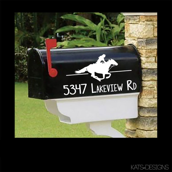 Barrel Horse Galloping Horse Rodeo Mailbox Decals - Personalized set of 2 matching mailbox decals!  MAI-00060