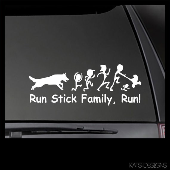 German shepherd decal, Run stick family, Run! Dog Car Sticker  dog car decal