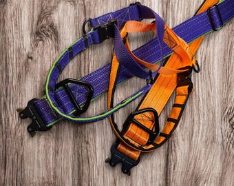 Set: Collar & Hidden Prong Collar- Personalized agitation collar, working dog collar, heavy duty metal buckle, tactical collar