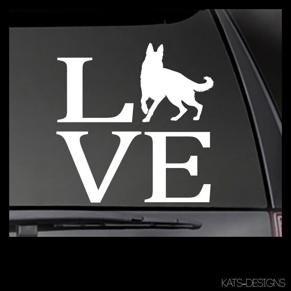 German Shepherd LOVE Decal!  Car, Truck, Window, yeti, phone will stick to most clean, smooth surfaces!  GSD-00015