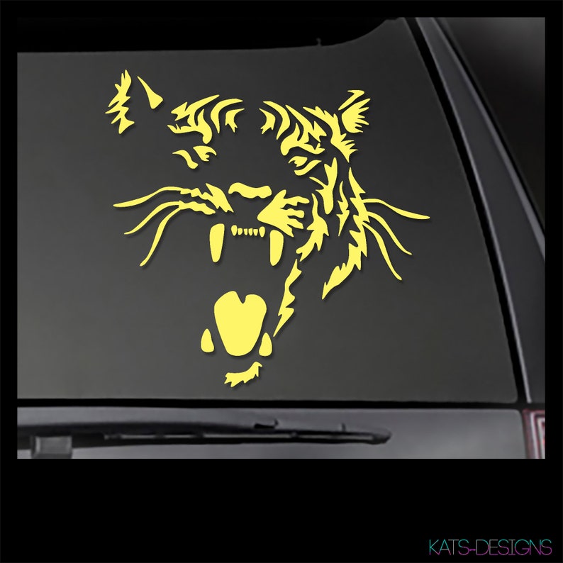 TIGER Decal SNARLING Tiger Car Decal Multiple Sizes and Etsy
