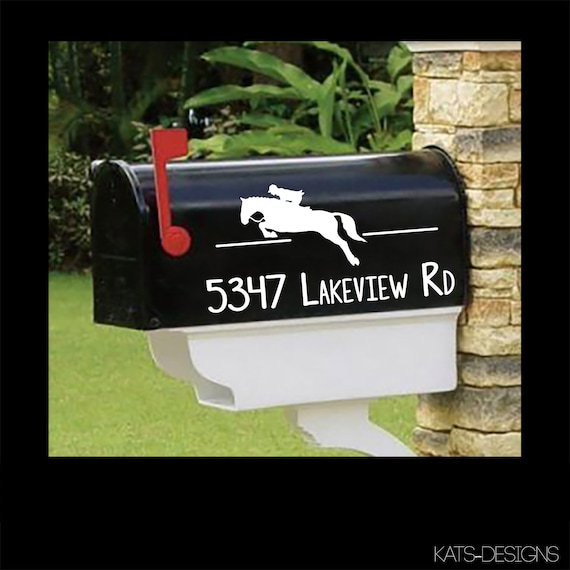 JUMPING HORSE - Personalized set of 2 matching mailbox decals!  MAI-00067