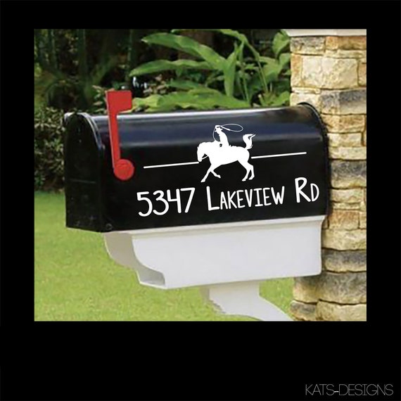 Roping Horse, Personalized set of 2 matching mailbox decals!  Rodeo horse, roping MAI-00065