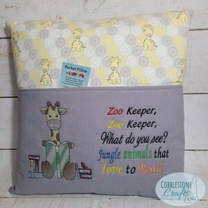Zoo Keeper Giraffe Pillow - Pocket Pillow - Reading Pillow - 16in Pillow
