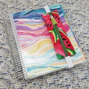 Watermelon Zippered Pen Holder Planner Band, Journal Band, Pencil Case, Bookmark