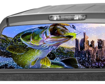 Bass Fishing Seabass Rear Window Graphic Decal Tint Perf Sticker for Truck perforated vinyl