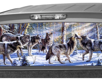 1 Pc HOWLING WOLF Moon Planet Stars Rear Window Graphic Decal Tint Sticker Truck