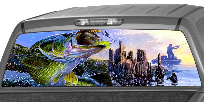 Bass Fishing Seabass Rear Window Graphic Decal Tint Perf Sticker for Truck  Perforated Vinyl 