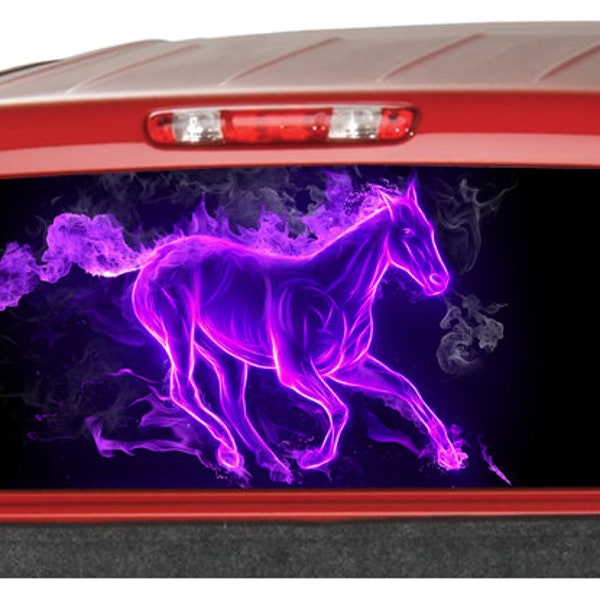 Running Horse in Fire Rear Window Graphic Decal Tint Perf Sticker for Truck perforated vinyl