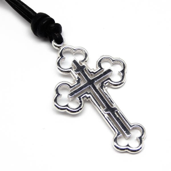 Orthodox Baptismal Cross - Pendant (Sterling Silver / Large)