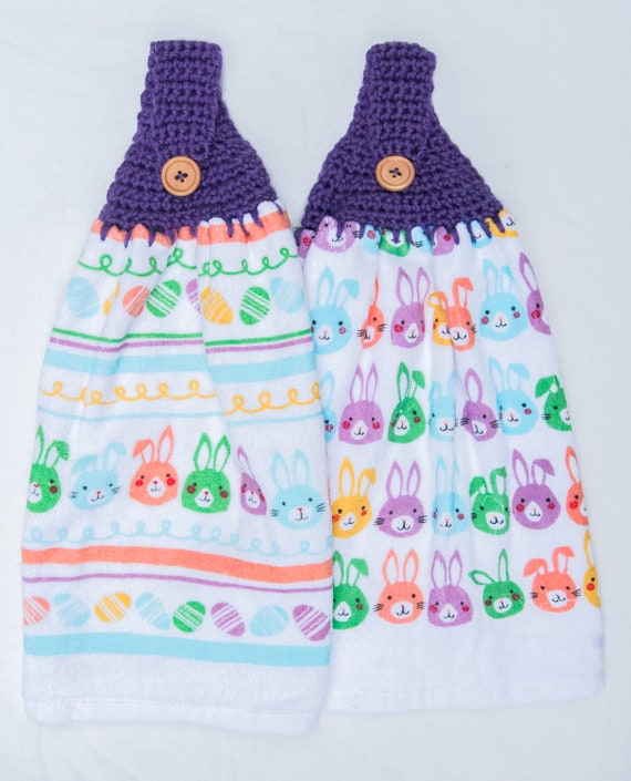 1 New Kitchen Crochet Top Towel #T671 #T680 Easter Rabbits 